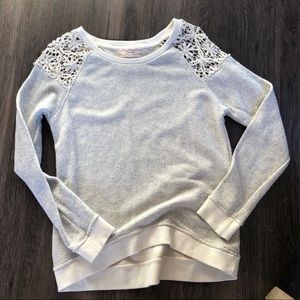 Lace Shoulder Lightweight Sweatshirt